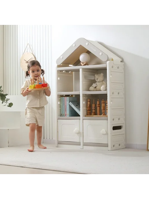 UNIX Kids Стеллаж для игрушек House (2 ящика) Grey, серый, фото 3