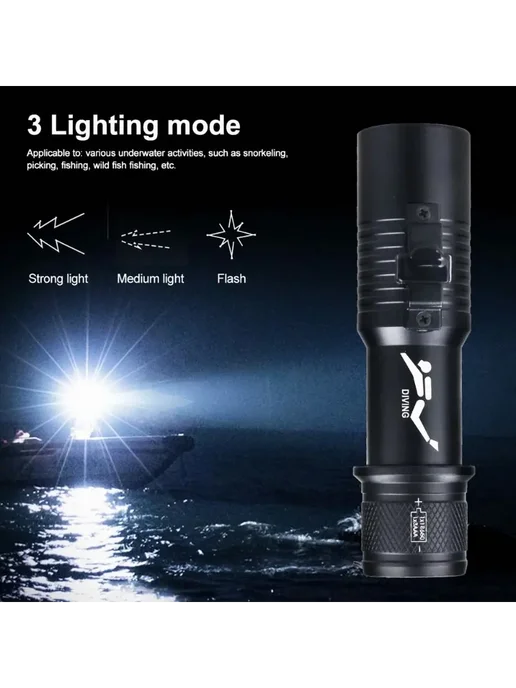 Подводный фонарь Черный LED, 13.2x3.5x3.5 см, 13.2x3.5x3.5 см, фото 6