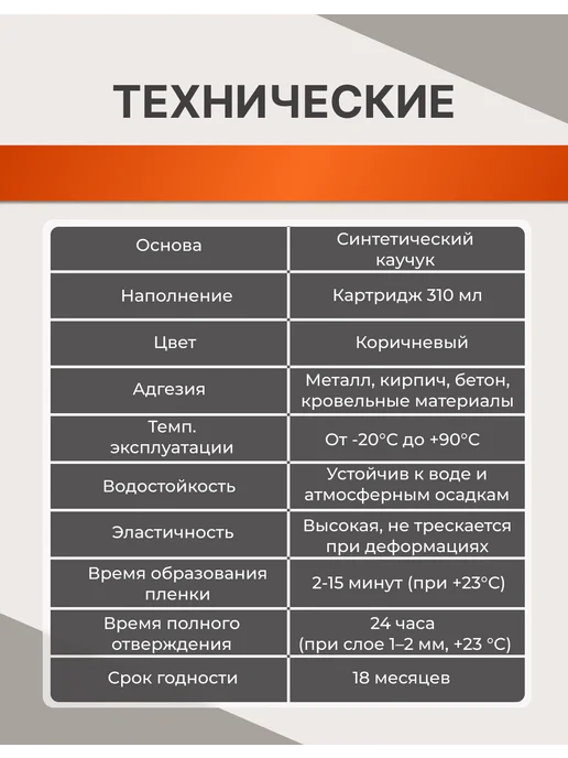 Герметик битумный каучуковый Tytan коричневый 310 мл, 1 шт, 310 мл, 1 шт, фото 3