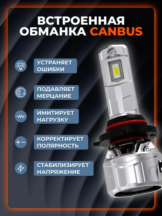 AIRLINE Лед лампы с обманкой HB3 HB4, 110W, 6500K, 110 Вт, фото 2