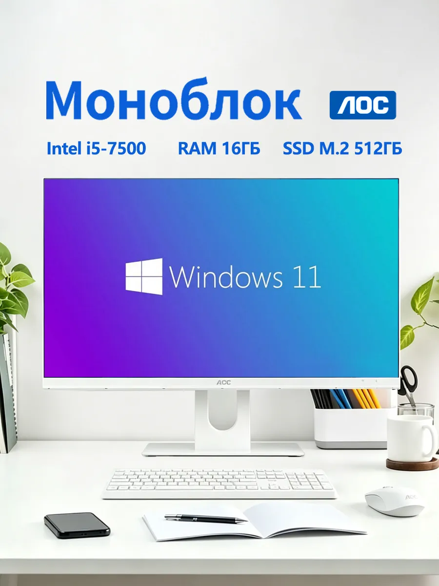 Моноблок компьютер 24,динамики,i5 16ГБ 512ГБ работа учеба
