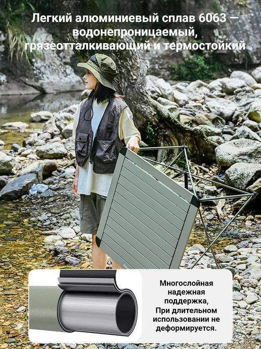 Naturehike Стол туристический складной алюминиевый, M, зеленый, фото 5