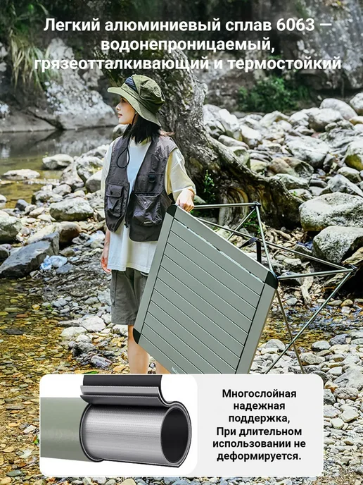 Naturehike Стол туристический складной алюминиевый, M, серый, фото 5