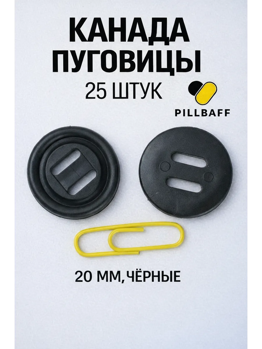 Пуговицы канада 20мм черные 25 штук