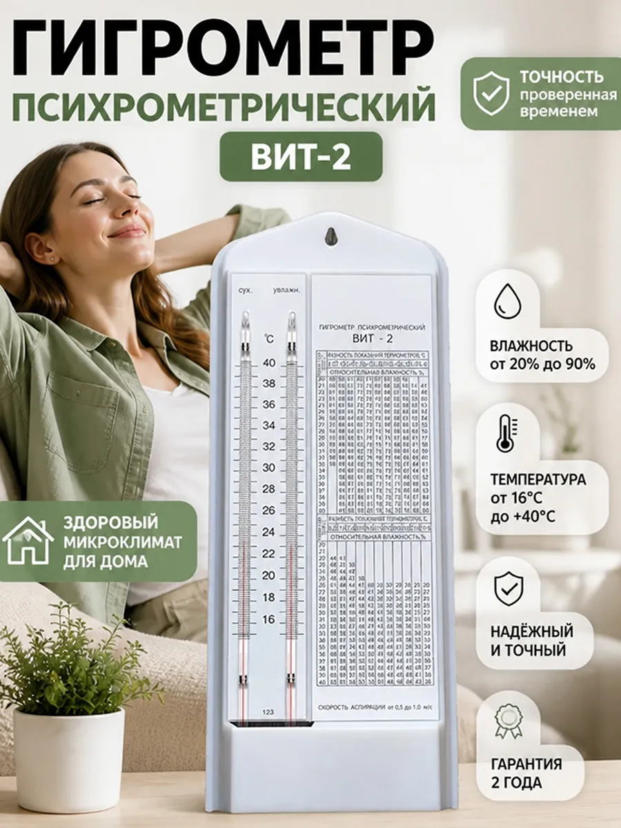 Гигрометр психрометрический Вит-2 с поверкой на 2 года