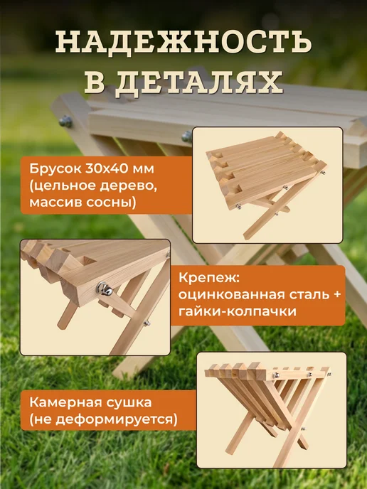 KOMaxWOOD Садовый складной столик деревянный Кентукки, белый, фото 5