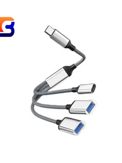 Адаптер Type C 2xUSB OTG Y-разветвитель USB 2.0 серебристый