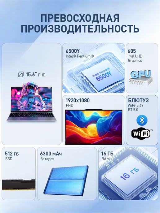 W&O Hоутбуки для Игр, Работы и Учёбы 15.6"RAM 16GB SSD 512GB, 16 ГБ, 512 ГБ, фото 2