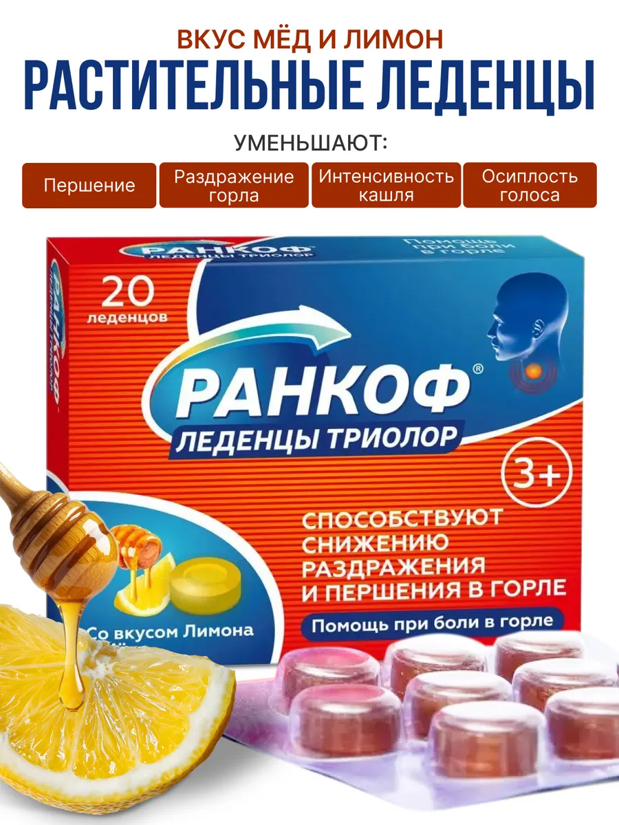 Леденцы при боли в горле и кашле лимон и мёд
