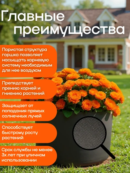 GrowerGreen Горшок текстильный 45л 1шт, 45 л, 1 шт, фото 4