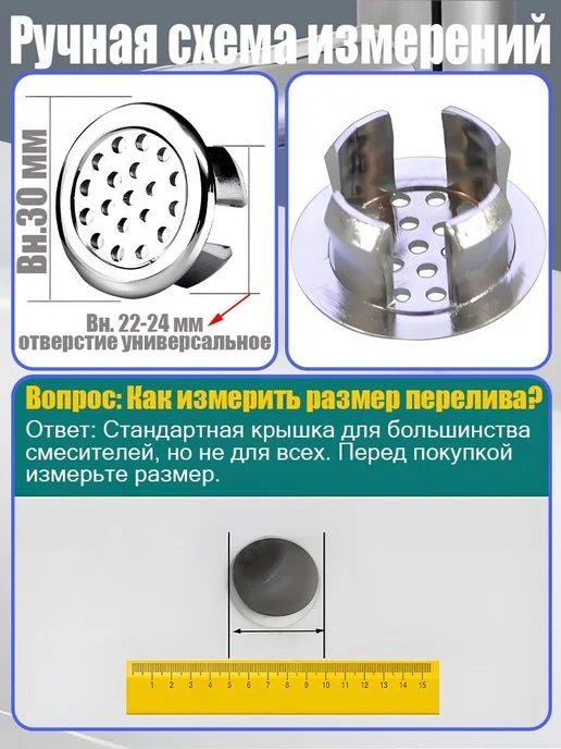 Кольцо перелива сетчатое для раковины 22-24 мм, 22-24, фото 2