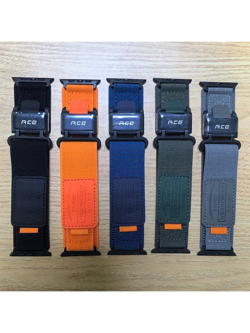 Нейлоновый D-K Pемень для Apple Watch 44-45-46-49mm Band, черный, фото 3
