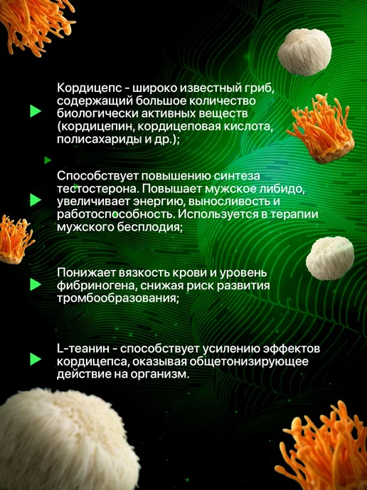 Brainvolt Грибные паучи Ежовик Lion's mane набор 5 банок, мята, вариант, фото 5