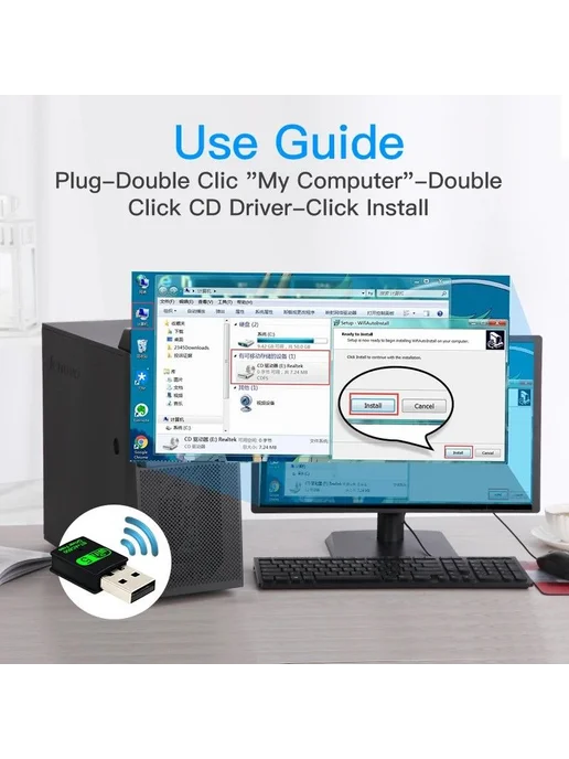 USB WiFi адаптер 600 Мбит с + Bluetooth 5.0, вариант, фото 5