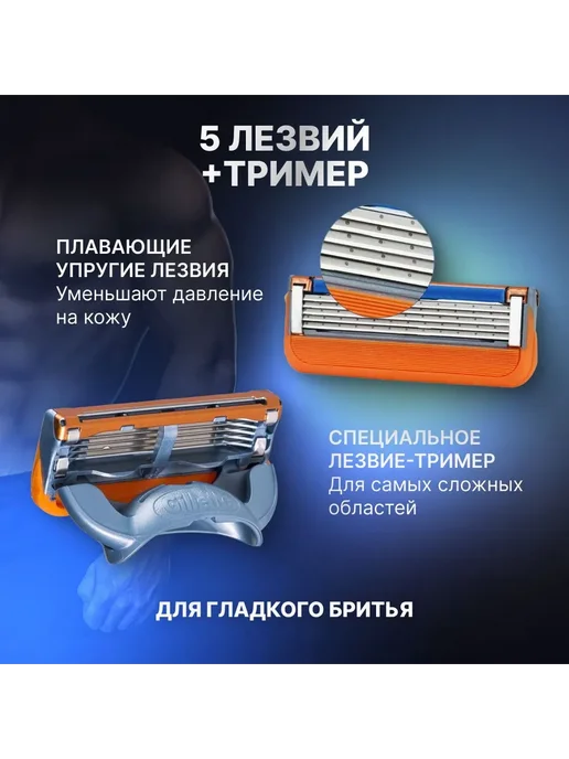Станок для бритья с 8 кассетами, 5 лезвий Fusion 5, вариант, фото 4