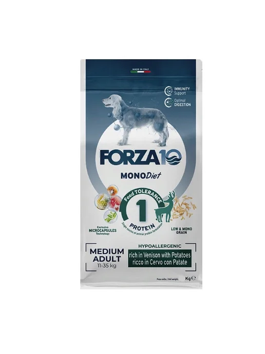 Сухой корм Forza 10 Monodiet Картофель для собак, средние, оленина, 12 кг