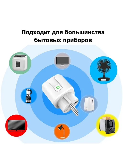 Умная розетка Wi-Fi Tuya Zigbee, Белый Умная розетка, белый, фото 3