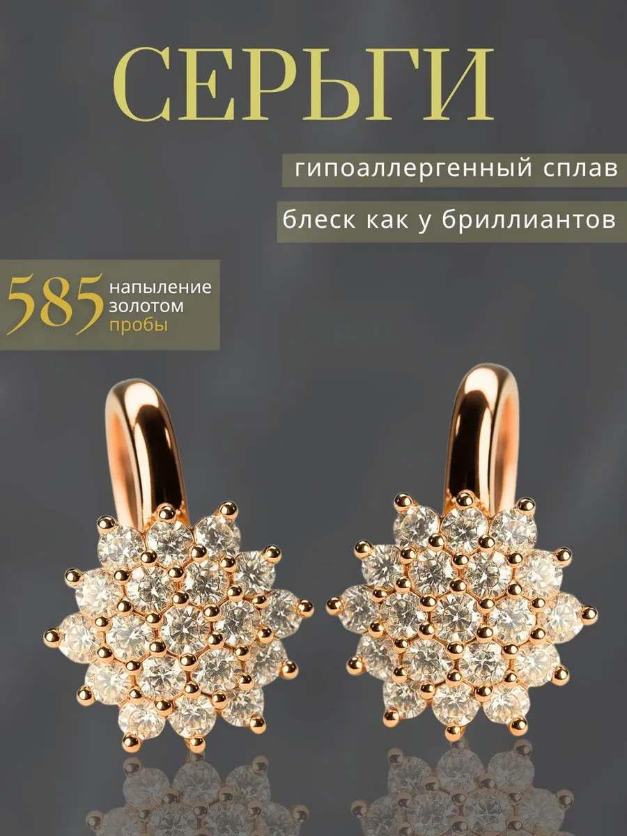 Серьги бижутерия под золото