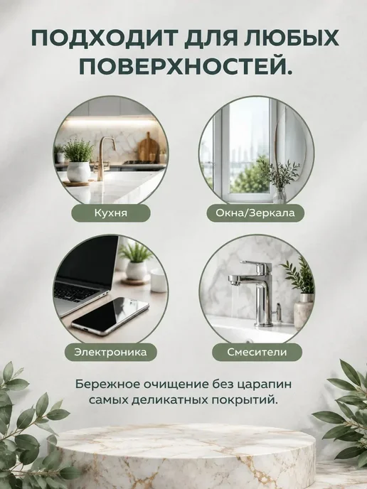 нет Умные салфетки для стекол и зеркал без разводов, серый, фото 3