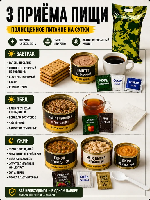 Сух_Паек Сухой паёк (ИРП) набор из 8 шт до 2028 года, 8 шт, фото 4
