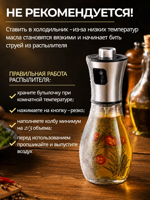 Po.vkusu Распылитель для масла дозатор-спрей, белый, фото 7