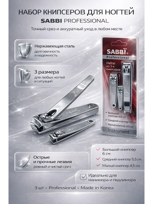 Gold'G Кусачки для ногтей маникюрные и педикюрные набор 3шт, 3 шт