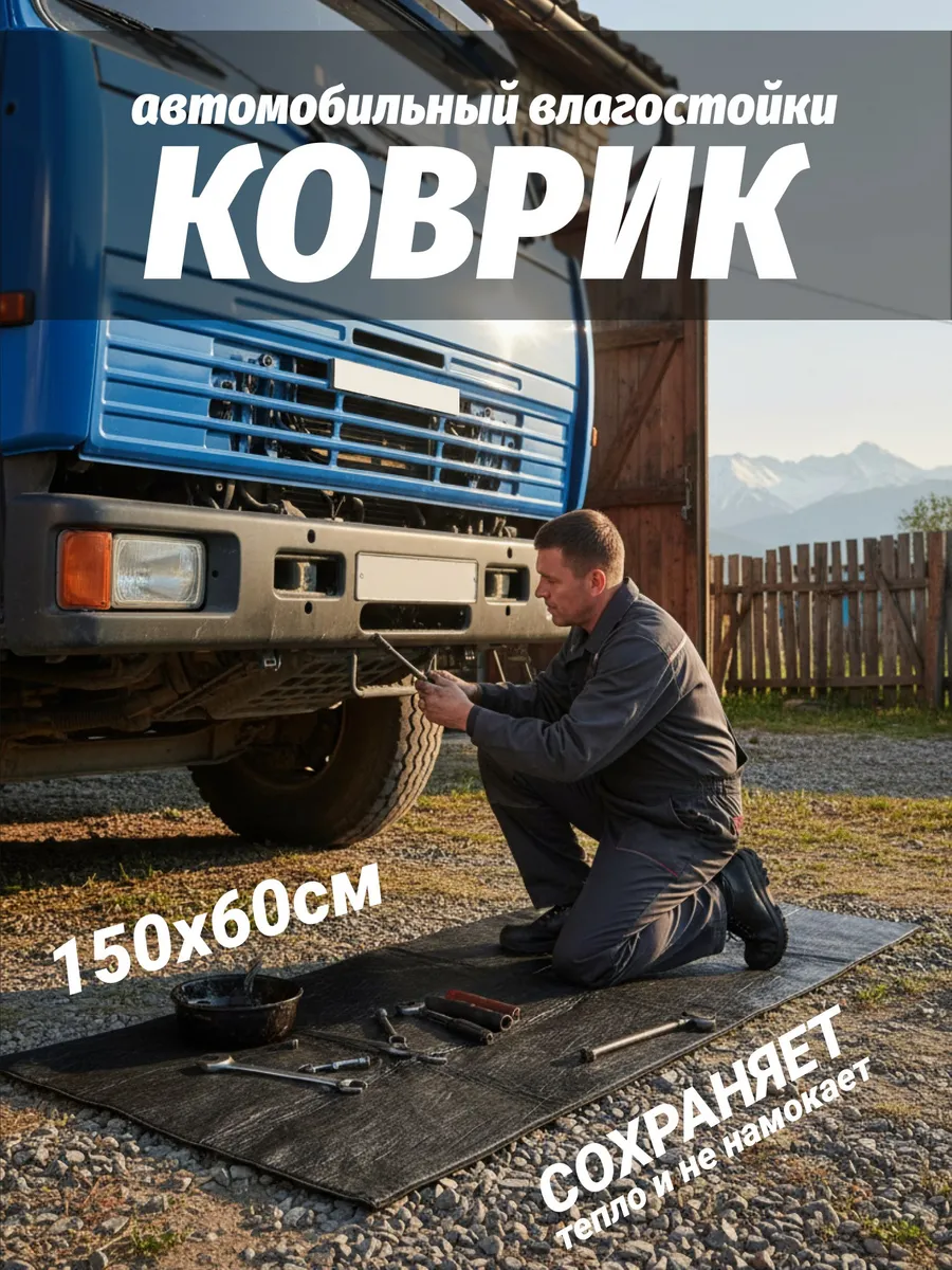 Коврик ремонтный автомобильный универсальный 150 х 60см