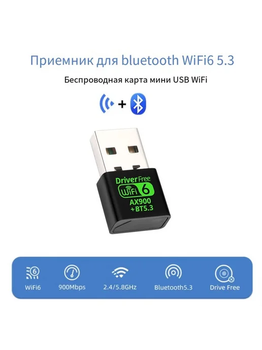 USB WiFi 6 адаптер AX900, Bluetooth 5.3, 2.4 5 ГГц, вариант, фото 8