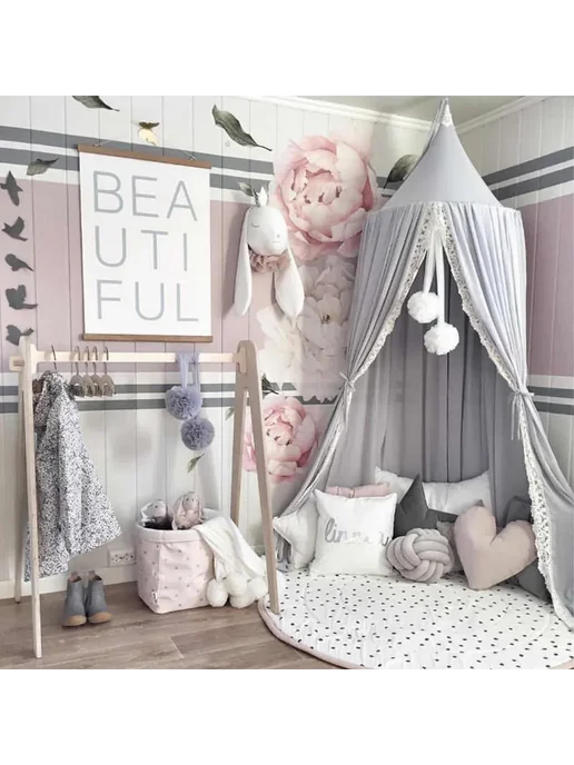 Балдахин для детской кровати серый Decoriks, серый