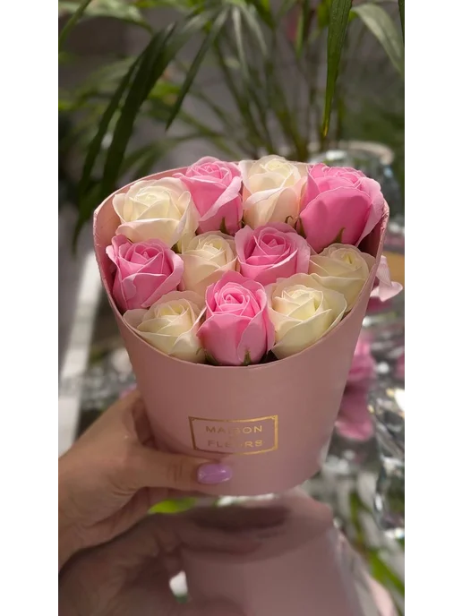 MeeOne Букет из Мыла Розы, Подарок на день рождение Маме, девушке, розовый, фото 3