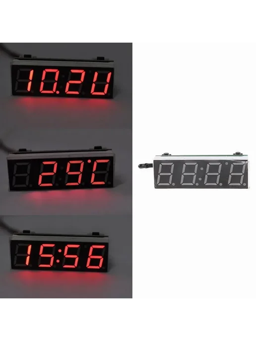 Авто часы 3в1 LED Вольтметр Термометр 12В, вариант