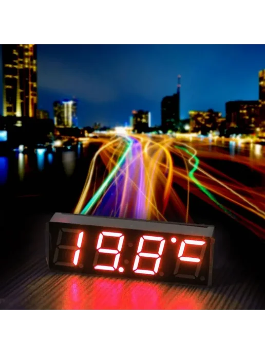Авто часы 3в1 LED Вольтметр Термометр 12В, вариант, фото 2