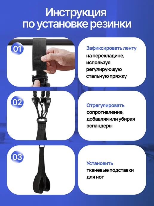 Резинка тренажер для подтягивания на турник, черный, фото 4