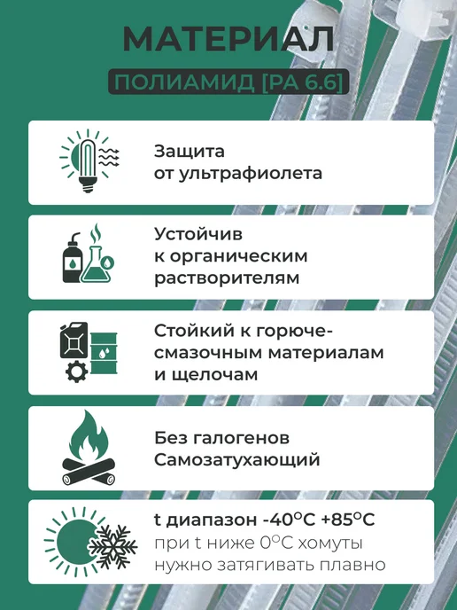 Хомуты Хомут нейлоновый, стяжка пластиковая, белый, фото 3
