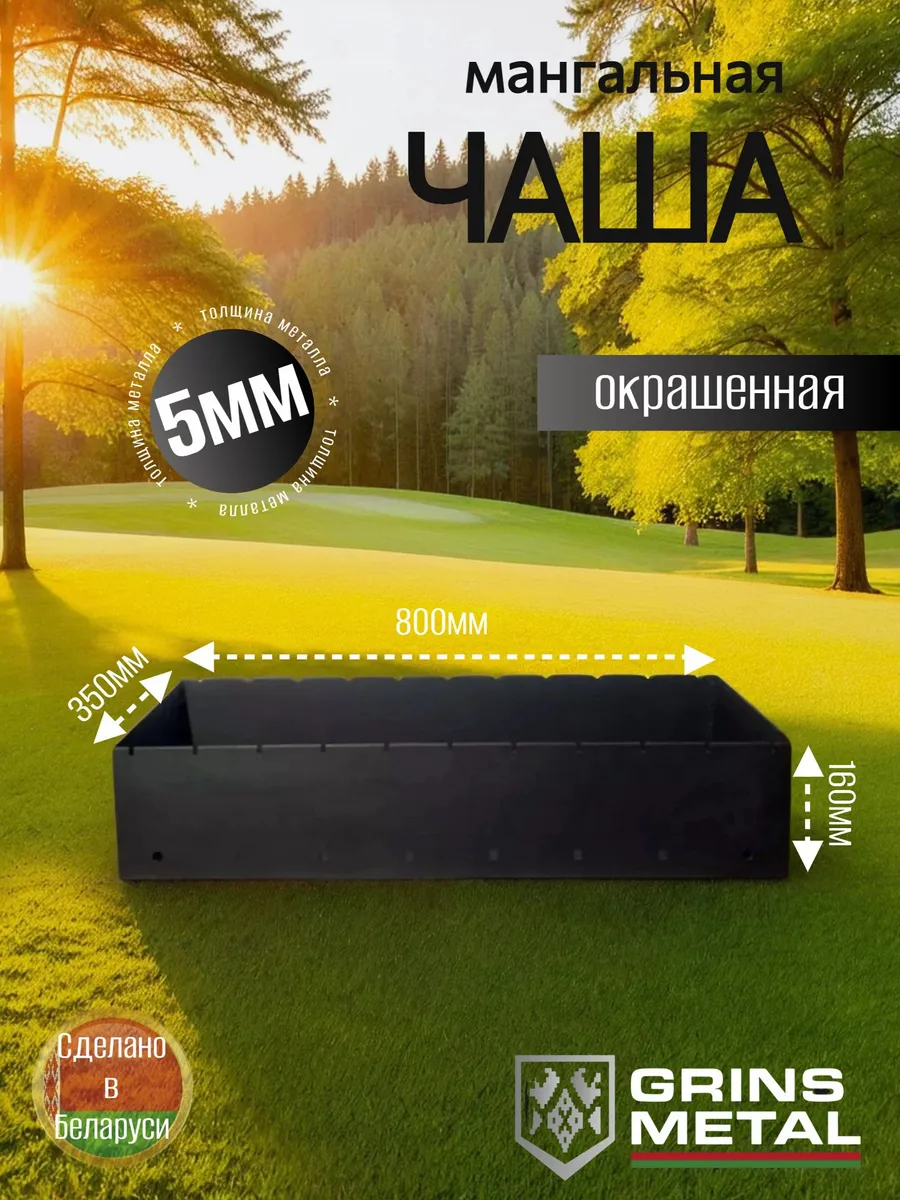 Чаша мангальная 800х350х5мм Окрашенная