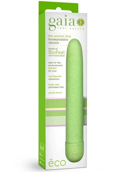 ToyForFun Многоскоростной вибратор "GAIA ECO VIBE CORAL" 14.5см, зеленый