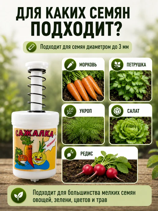 Сеялка для мелких семян сажалка для моркови ручная, белый, в упаковке 30 г, фото 5