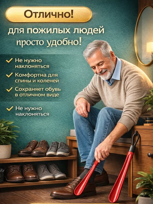 ALLVION Ложка для обуви длинная прочный пластик, вариант, фото 4