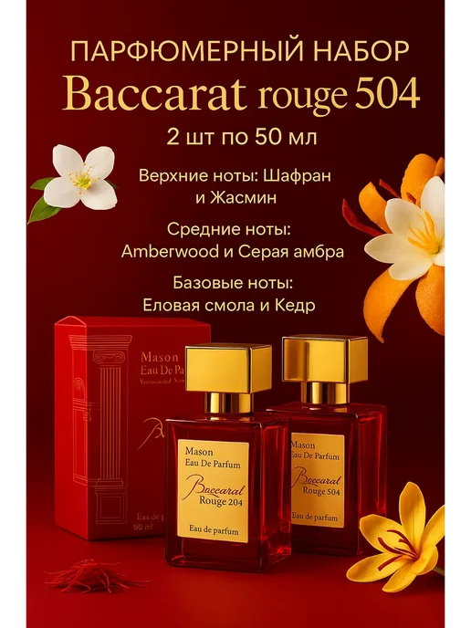RuYa Парфюмерный набор Baccarat Rouge 504 2×50 мл, 2x50, 50 мл, фото 2