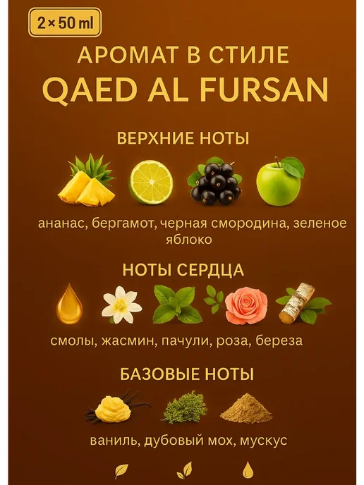 Парфюмерный набор унисекс 2х50 мл Духи Qaed Al Fursan, 2x50, фото 2