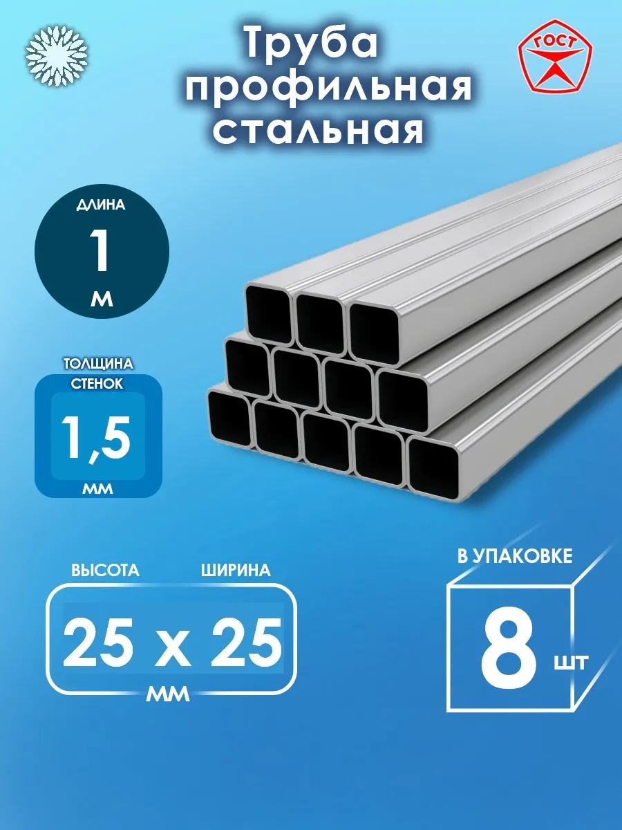 Труба металлическая профильная 25х25 (1м)