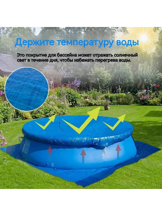 Тент для бассейна 183х183 см темно-синий тент, 183x183 см, фото 3