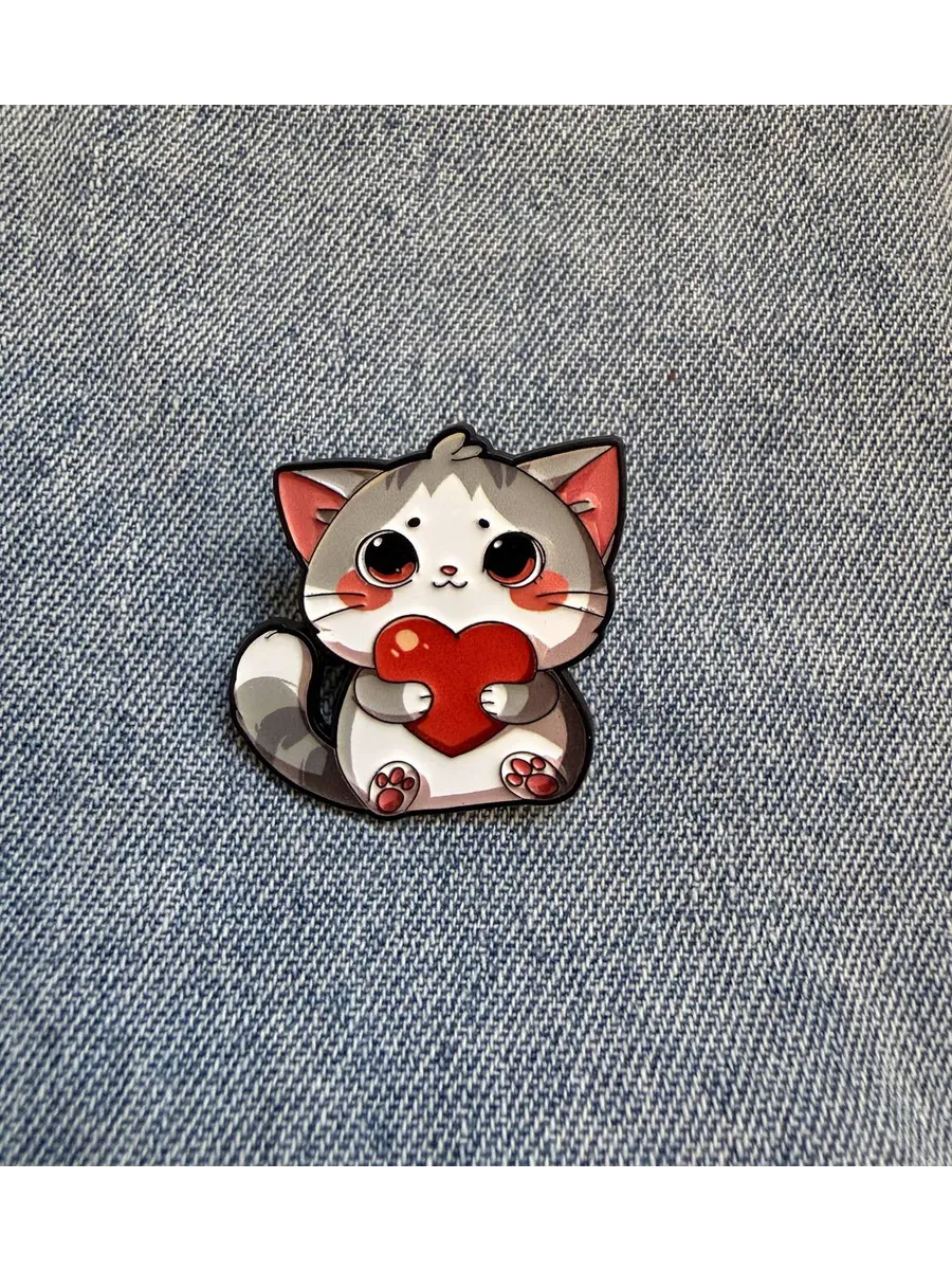 Значок металлический Котик
