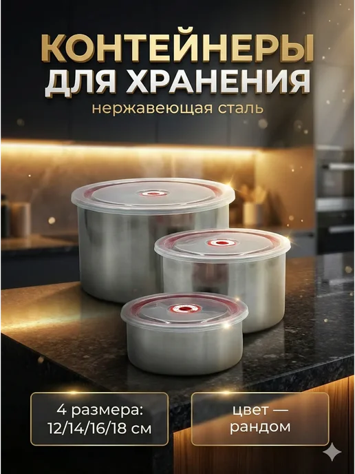 AII570 Набор контейнеров для еды с крышкой 4шт, 4 шт