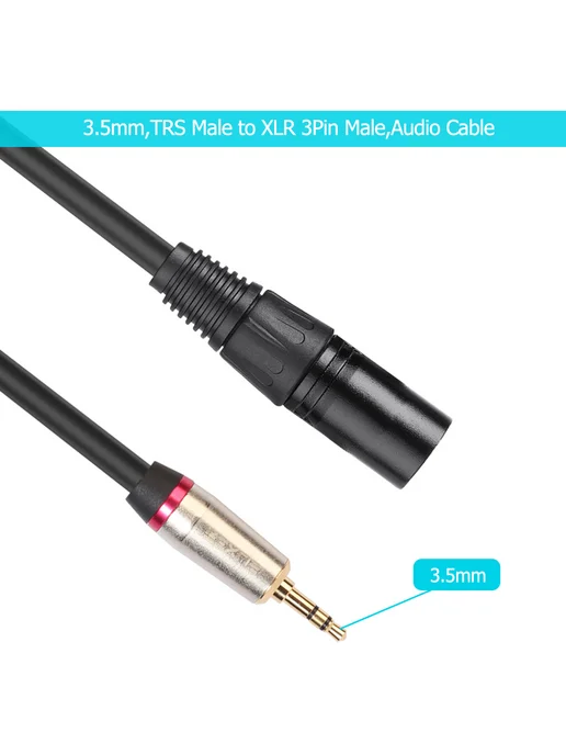 3.5мм штерёг мужской в XLR 3Pin аудио кабель 0.3м, 0,3 м, фото 2