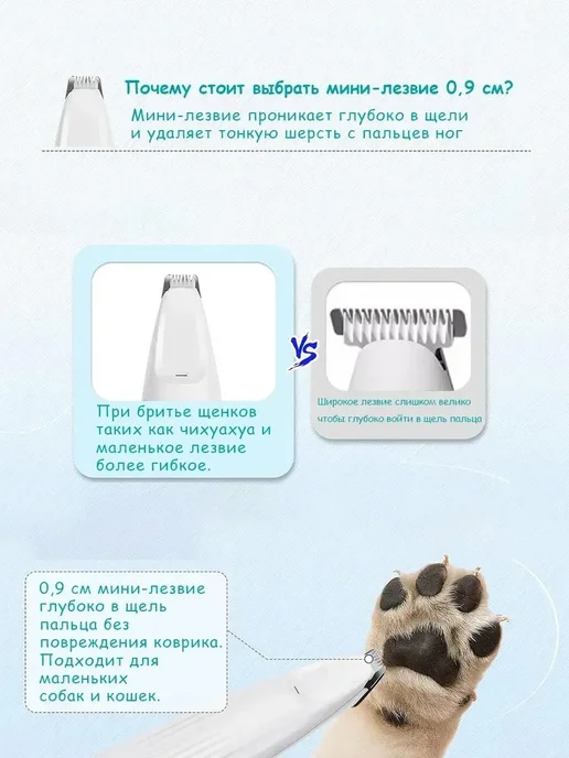 Триммер для стрижки собак и кошек, белый, фото 6