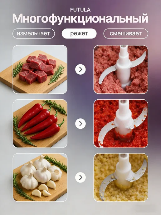 Измельчитель электрический кухонный 2л, 2 л, фото 7