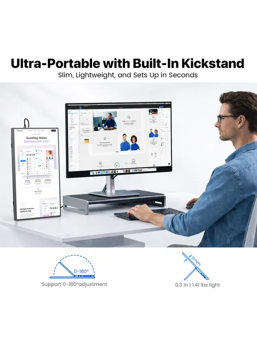 Uperfect 15.6" Портативный сенсорный монитор 1920*1080, 60 Гц, 1920x1080, фото 4
