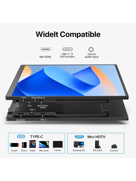 Uperfect 15.6" Портативный сенсорный монитор 1920*1080, 60 Гц, 1920x1080, фото 6