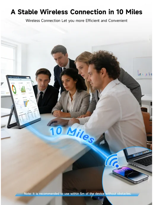 Uperfect 15.6" Беспроводной монитор 60 Гц с 8000mAh батареей, 8000 мАч, фото 3